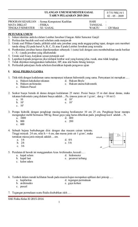 Contoh Soal Essay Fisika Kelas 11 Semester 1 Beserta Jawaban