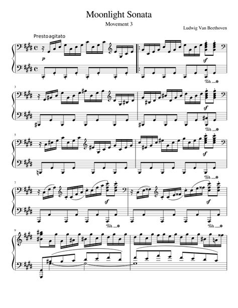 The settlement doesn't copy any existing material. Moonlight Sonata Mvt. 3 - Ludwig Van Beethoven sheet music for Piano download free in PDF or MIDI