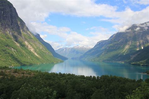 The View Driving From Olden Norway To Kjenndalsbreen Glacier The