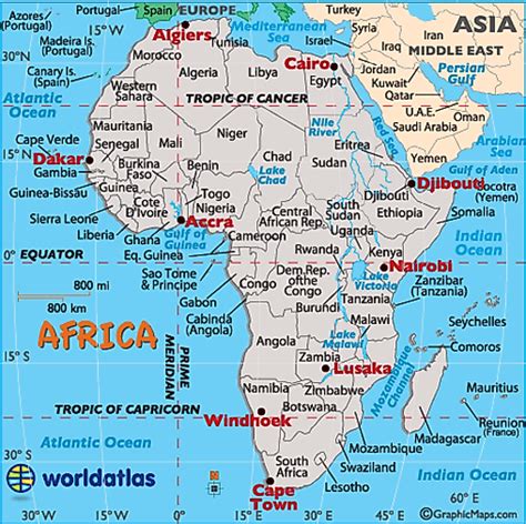Africa Latitude And Longitude And Relative Locations