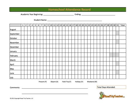 Free Printable Attendance Sheets For Homeschool Free Printable A To Z