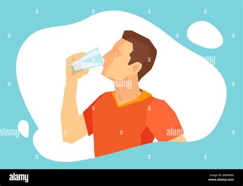 Vector Of A Young Man Drinking Water From A Glass Stock Vector Image