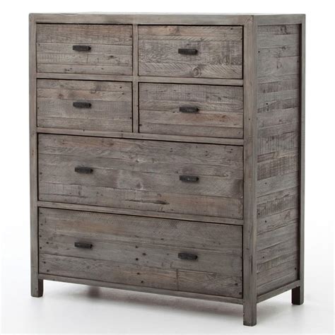 Wolter Rustic Grey Olive Reclaimed Tall Wood Dresser Kathy Kuo Home