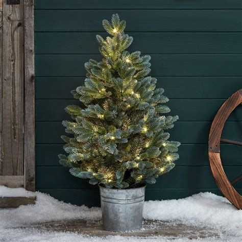 90cm Pre Lit Outdoor Potted Christmas Tree Uk