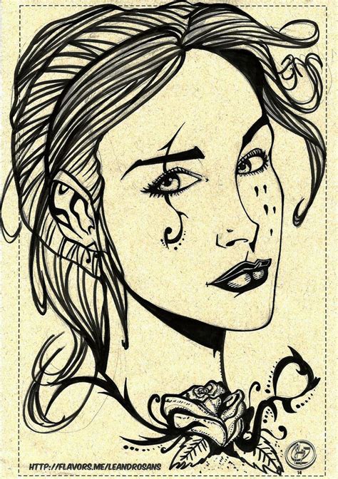 Affordable and search from millions of royalty free images, photos and vectors. LINEART FACE FEMALE INK. ART BY LEANDRO SANS. | Art ...