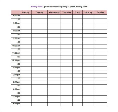 School Schedule Template 19 Free Word Excel Pdf Format Download