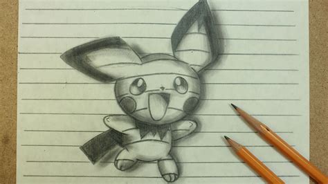 Pokemon Drawing 3d Trick Art Pikachu With Line Youtube