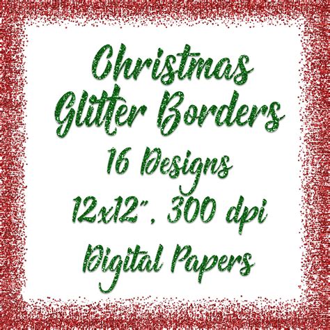 Christmas Glitter Borders Digital Paper By Shannon Keyser Thehungryjpeg