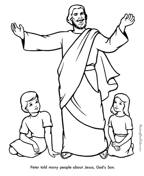 Coloring Page Of Peter Telling Others About The Wonder Of Jesus