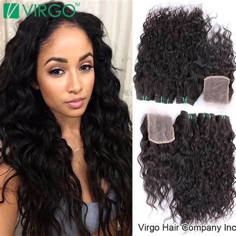 Wet And Wavy Brazilian Water Wave Hair With Closure Virgin Brazilian Curly Hair With Closure