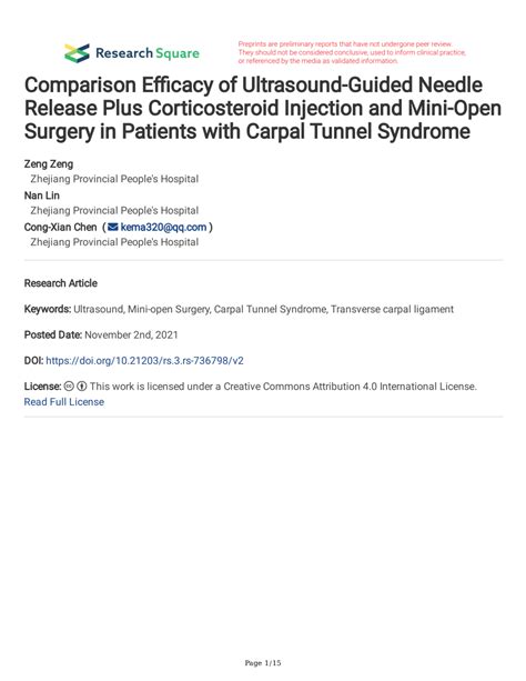 Pdf Comparison Efficacy Of Ultrasound Guided Needle Release Plus