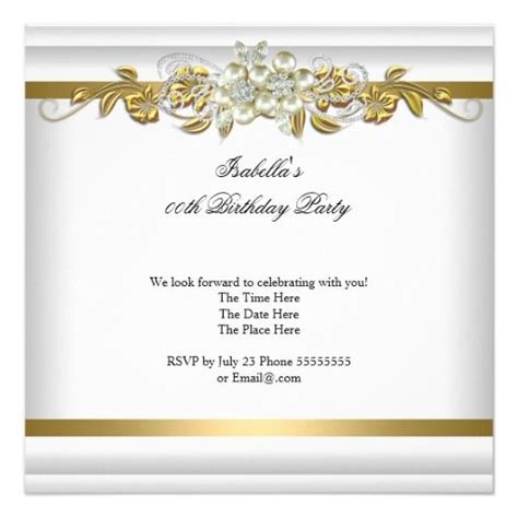 Elegant Pearl Gold Silver Diamond Birthday Party 2 Card Invitations