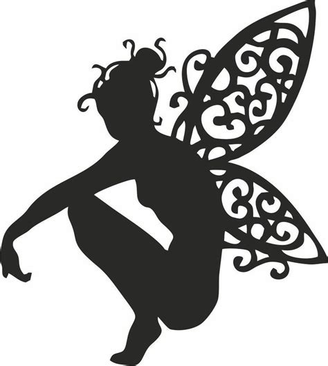 Die Cut Outs Silhouette Crouching Fairy Topper Shapes X 6