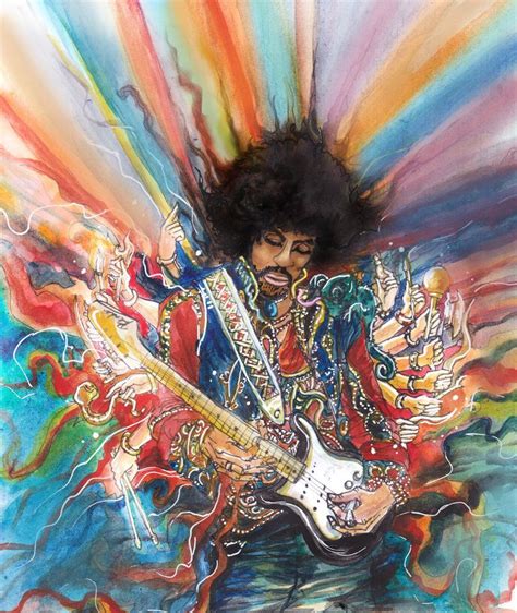 A Watercolour Fanart Of Jimi Hendrix Rocks Amazing Rock Posters