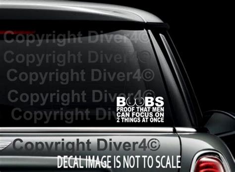 Boobs Proof That Men Can Focus On 2 Things Window Decal Bumper Sticker Us Seller Ebay
