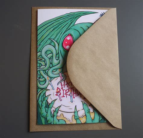 Happy Birthday Cthulhu Cake A5 Card Etsy