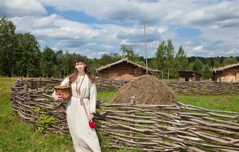 Women Over Ancient Russian Village Stock Photo Image Of Summer