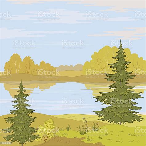 Landscape Forest River Stock Illustration Download Image Now Autumn
