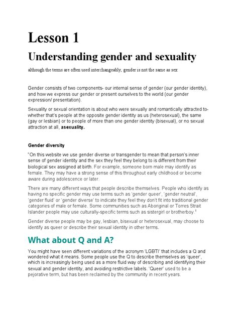 Lesson 1 Gender And Sexuality Pdf