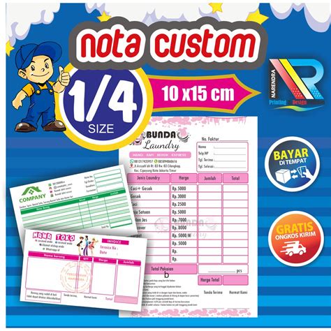 Jual Cetak Nota Custom Ply Free Desain Full Colour Bisa Bernomor