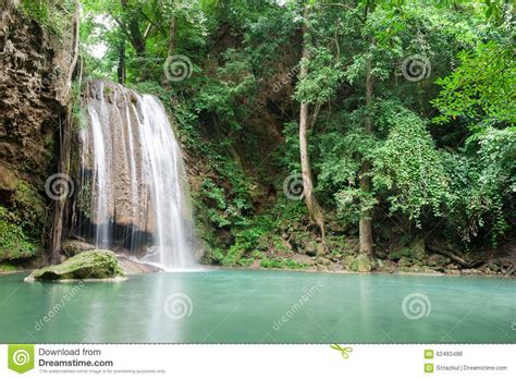 Deep Forest Waterfall At Erawan Waterfall National Park