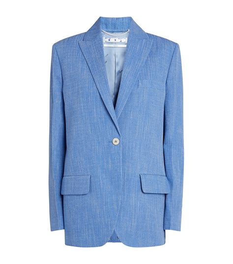Womens Off White Blue Single Breasted Tailored Jacket Harrods