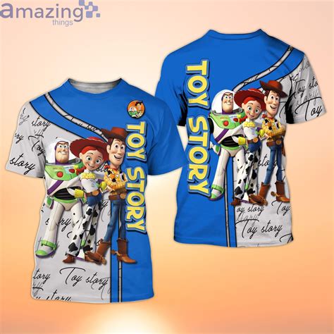 Toy Story Woody Buzz Lightyear Jessie Blue Grey Disney Cartoon 3d T Shirt