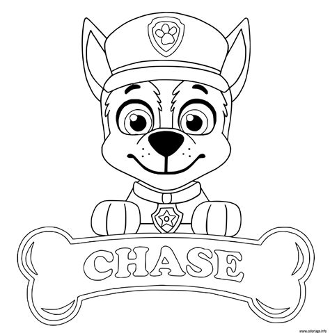Coloriage Chase Chien Paw Patrol Aime Les Bateaux De Police Dessin à