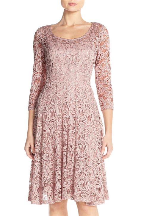 Chetta B Sequin Lace Fit And Flare Dress Nordstrom