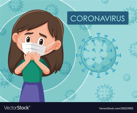 Coronavirus Diagram With Girl Wearing Mask Vector Image