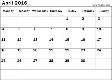 Printable Calendars Starting On Monday Example Calendar Printable