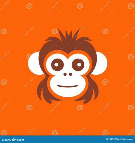 Whimsical Monkey Logo On Orange Background Minimalist Cartoon