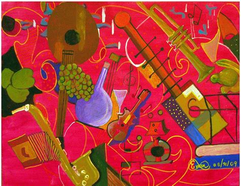 Musical Instruments 13 Rasberry Jazz Painting By Everna Taylor Fine