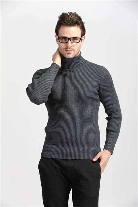 Coodrony Winter Thick Warm Cashmere Sweater Men Turtleneck Mens Sweaters Slim Fit Pullover Men