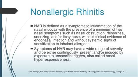 Nonallergic Rhinitis Asthma Symptoms Nasal Obstruction Immunology