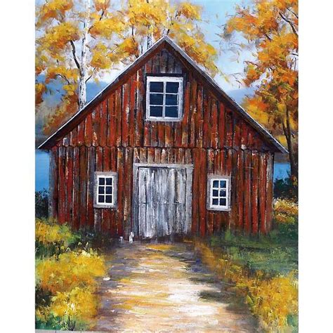 Pin By Michelle Tsirovasiles On Art Red Barn Painting Fall Canvas