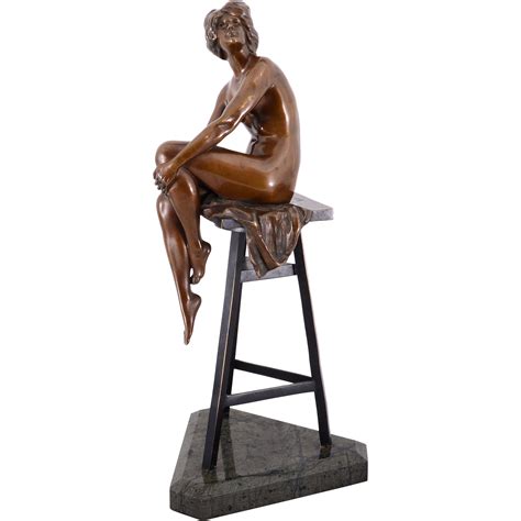 German Bronze Sculpture of Woman On a Stool Signed Gladenbeck from ...