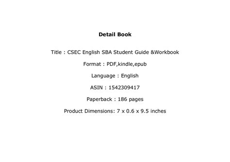 ~ E Bookdownload Library ~ Csec English Sba Student Guide And Workbook