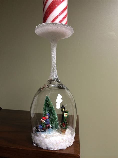 Wine Glass And Miniature Winter Figurines Cute Snowglobe Snow Globes Projects To Try