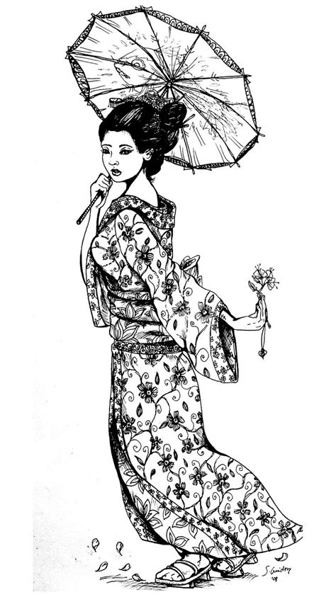 This is an relaxing digital colorbook with large do you know? Japan - Coloring Pages for adults | Geisha tattoo design ...