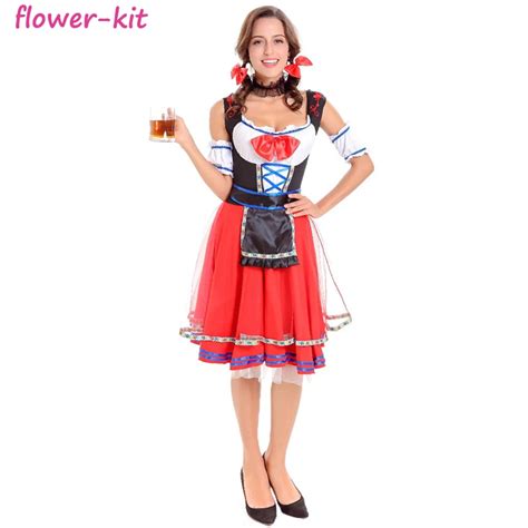 free shipping new ladies german beer girl cafe oktoberfest costume adult party cosplay costume