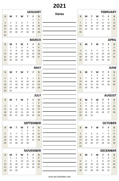 Printable Calendar 2021 With Lines 2021 Calendar Planner Blank In
