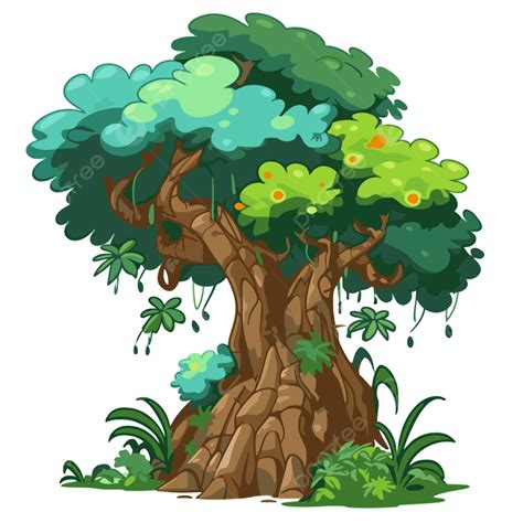 Jungle Tree Clipart Cartoon Tree In The Jungle Vector Jungle Tree