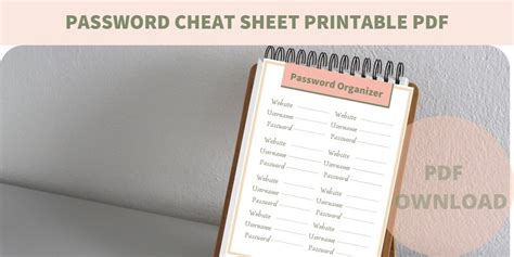 Password Cheat Sheet Printable Personal Password Tracker Etsy