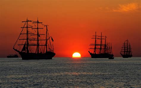Sunset Sailing Full Hd Wallpaper And Background Image 1920x1200 Id