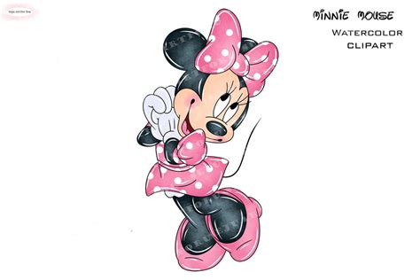 Minnie Acuarela Minnie Mouse Clipart Minnie Watercolor Etsy España