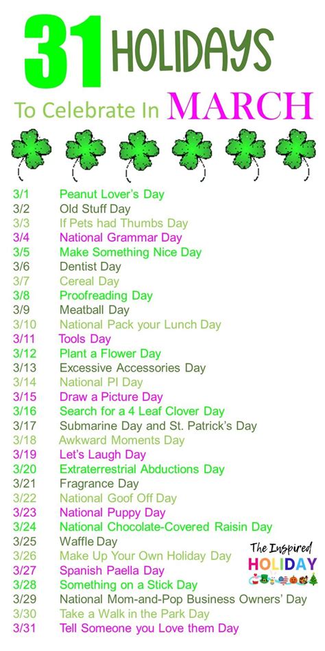 Wacky March Holidays National Holiday Calendar Fun Calendar Days