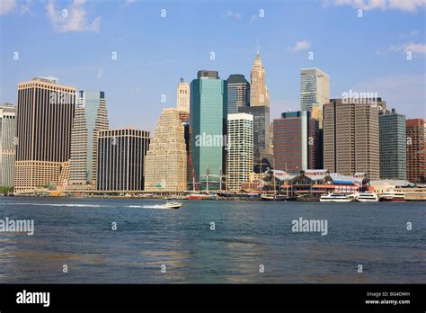 Lower Manhattan Skyline And South Street Seaport Across The East River