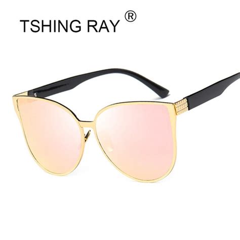Buy Tshing Ray 2017 New Oversized Cat Eye Mirrored Sunglasses Women Fashion