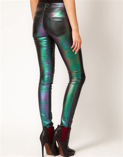 Lyst Asos Skinny Jeans In Holographic Finish